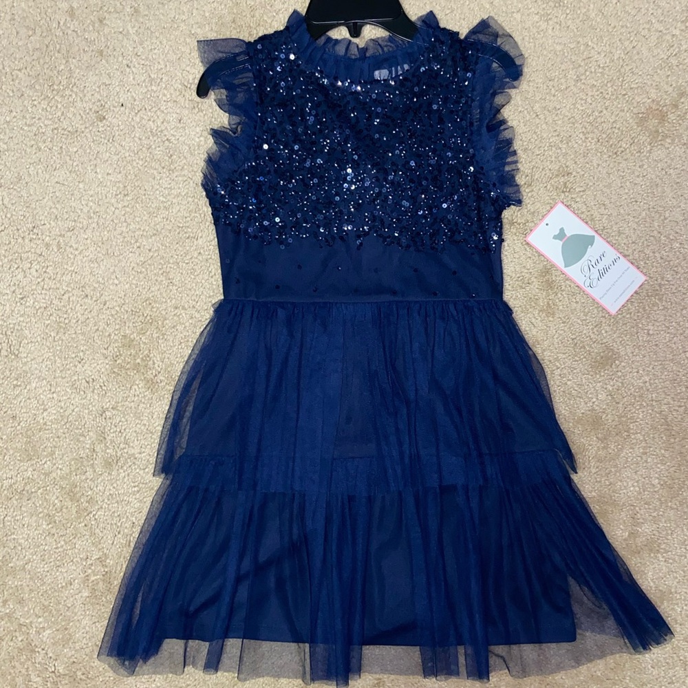 Rare Edition brand big girls size 10 dress- NWT- navy blue